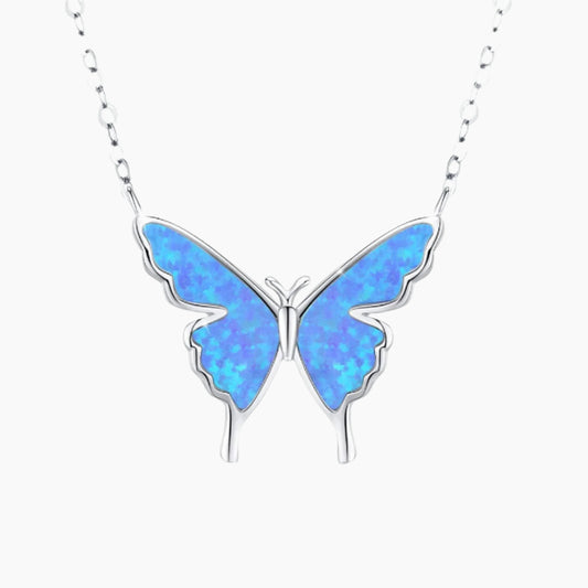 Opal Blue Butterfly Necklace